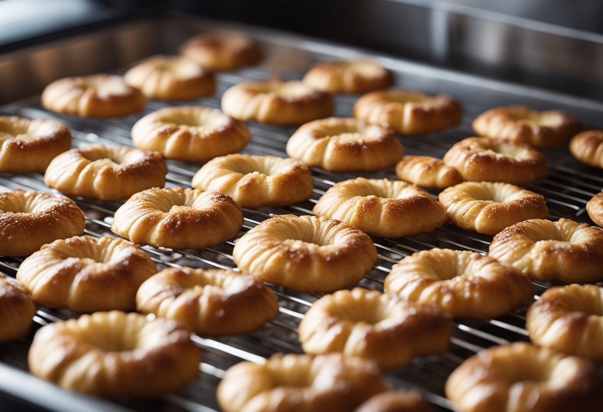 Palmiers being baked in a golden oven, cinnamon sugar caramelizing, creating a sweet and crunchy texture