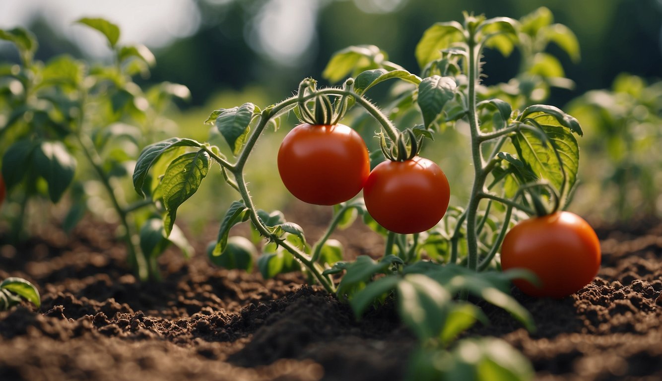 Tomato plants receiving fertilizer on a regular schedule