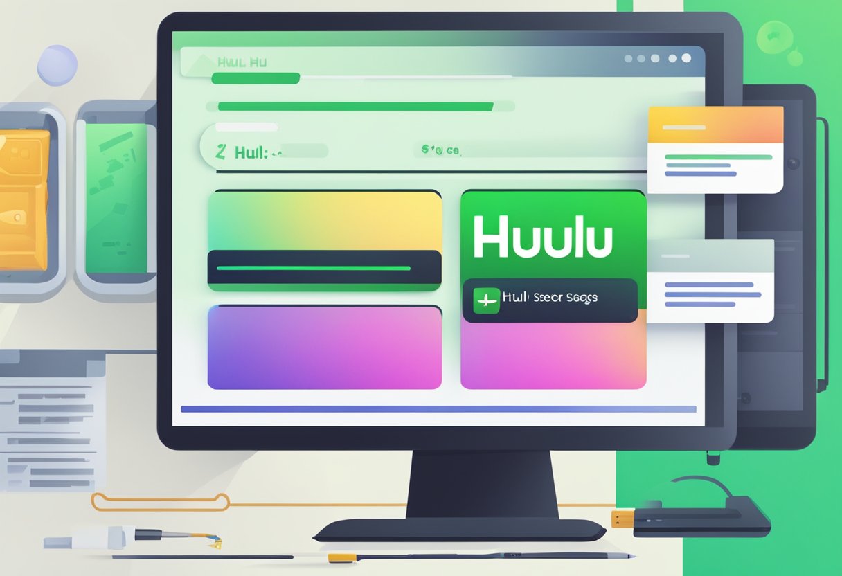 A computer screen displays "Hulu Error Code 406" with a message indicating the issue and possible solutions