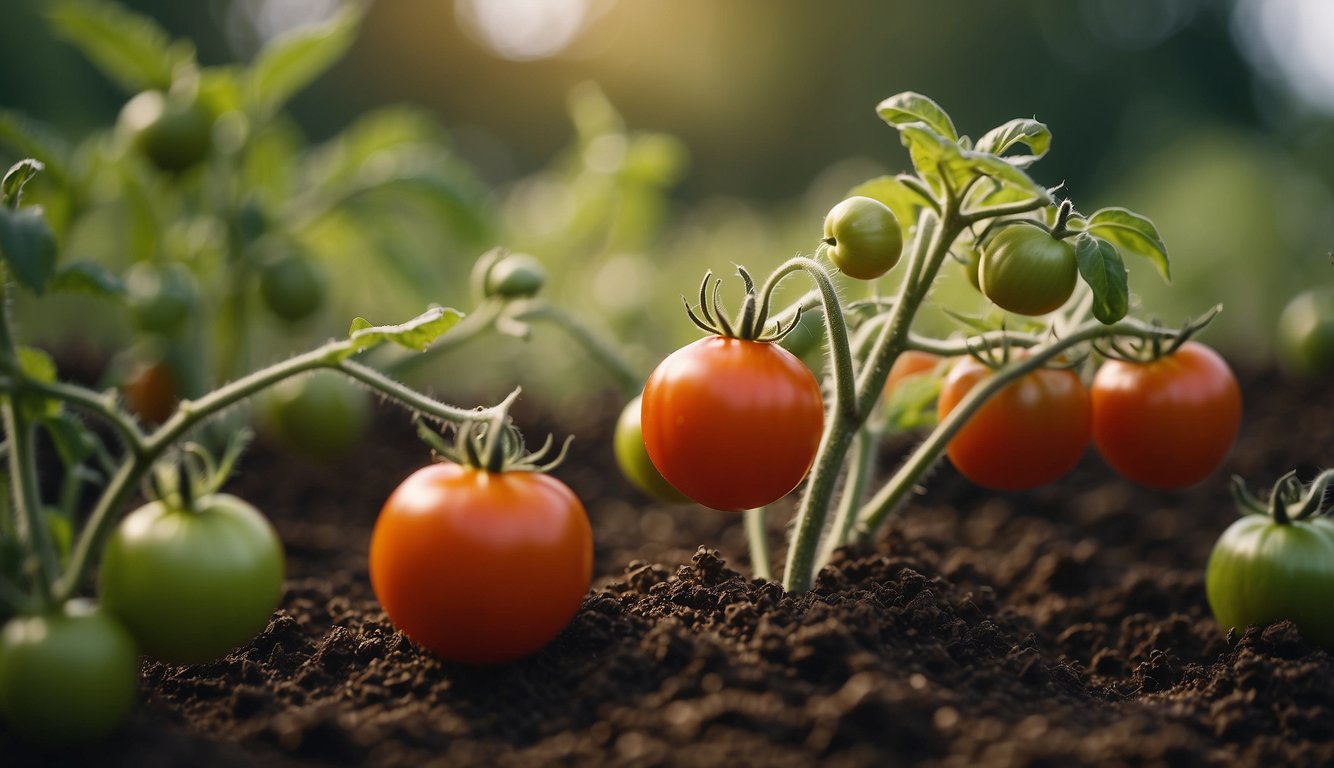 Tomato plants receive regular feeding in optimal soil conditions