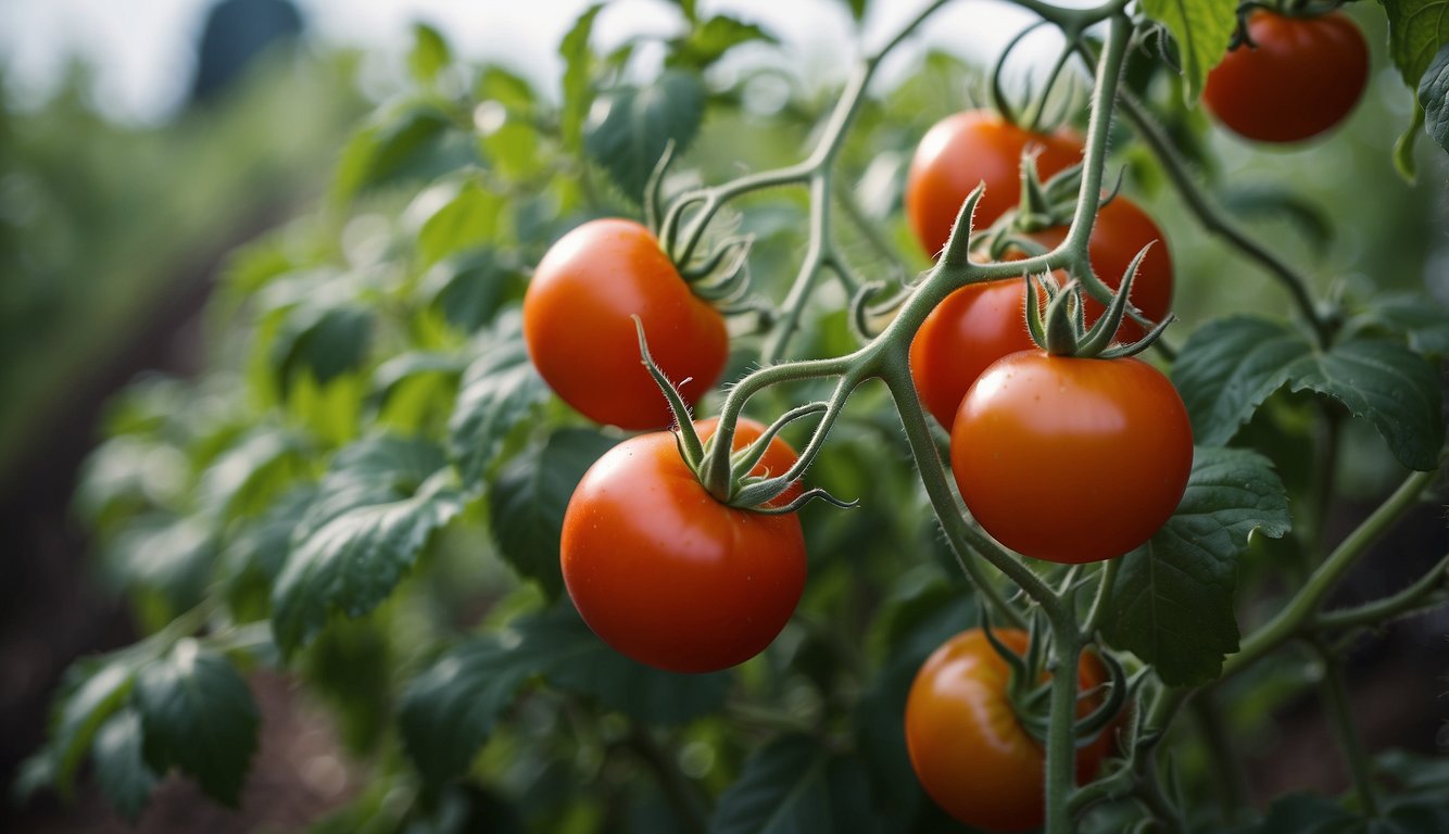 Tomato plants receive regular feedings with additional amendments to enhance growth