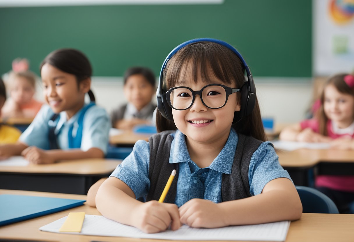 A classroom setting with diverse educational materials and resources for a lesson on International Down Syndrome Day