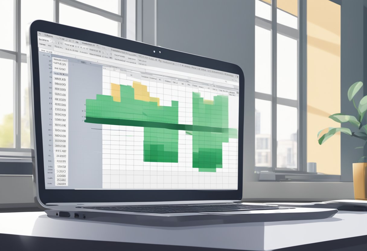 An Excel spreadsheet frozen on a computer screen, with a loading symbol spinning, indicating slow performance