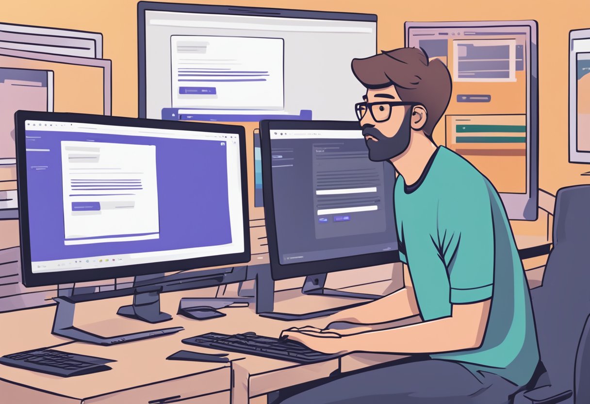 A computer screen displaying a message "Browser not supported" for Microsoft Teams. A frustrated user trying to troubleshoot the issue