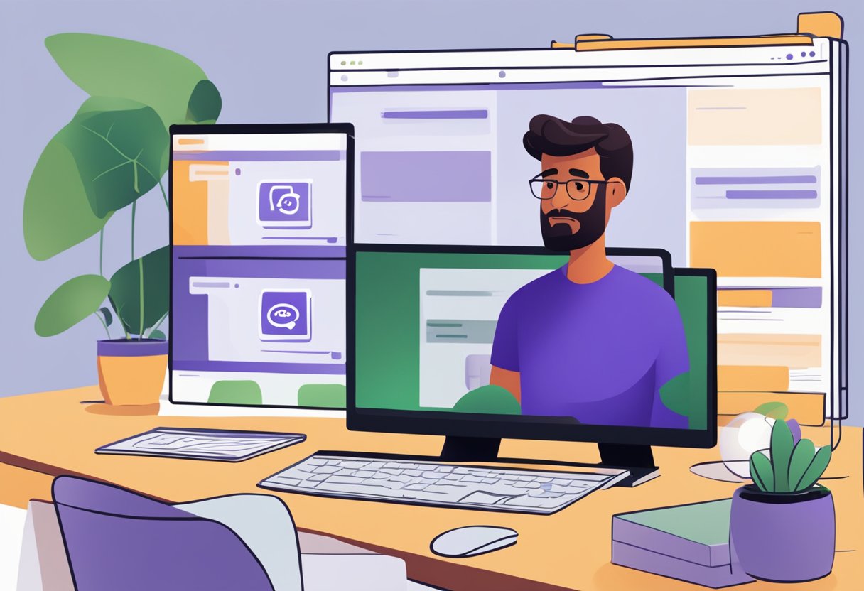 A computer screen displaying a dropped call message on Microsoft Teams, with a frustrated expression on the user's face