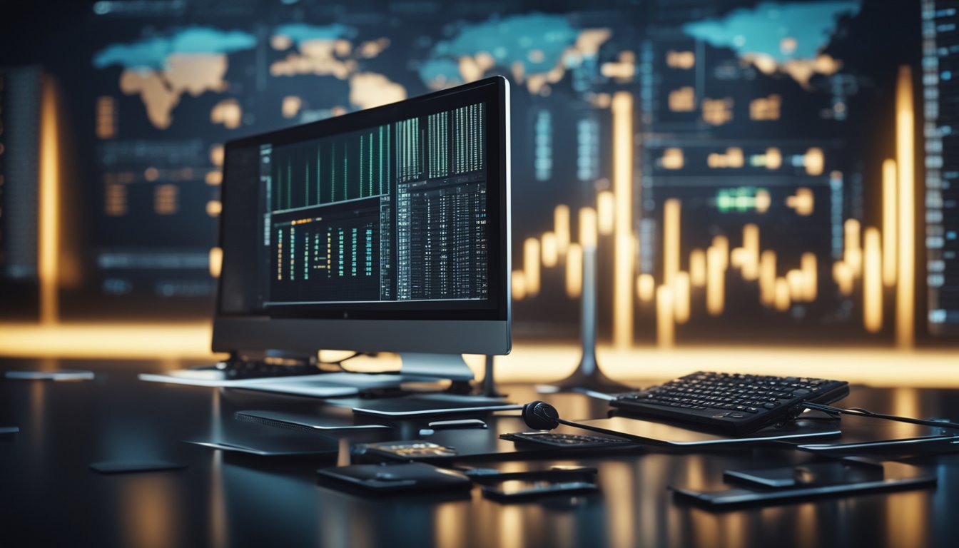 A computer processing data with various algorithms and applications, while considering ethical implications