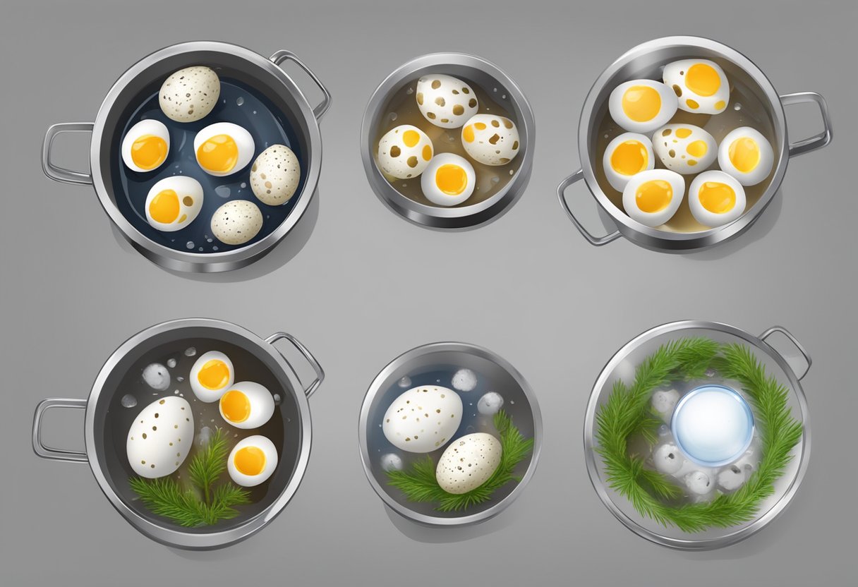 Quail eggs in boiling water, timer set
