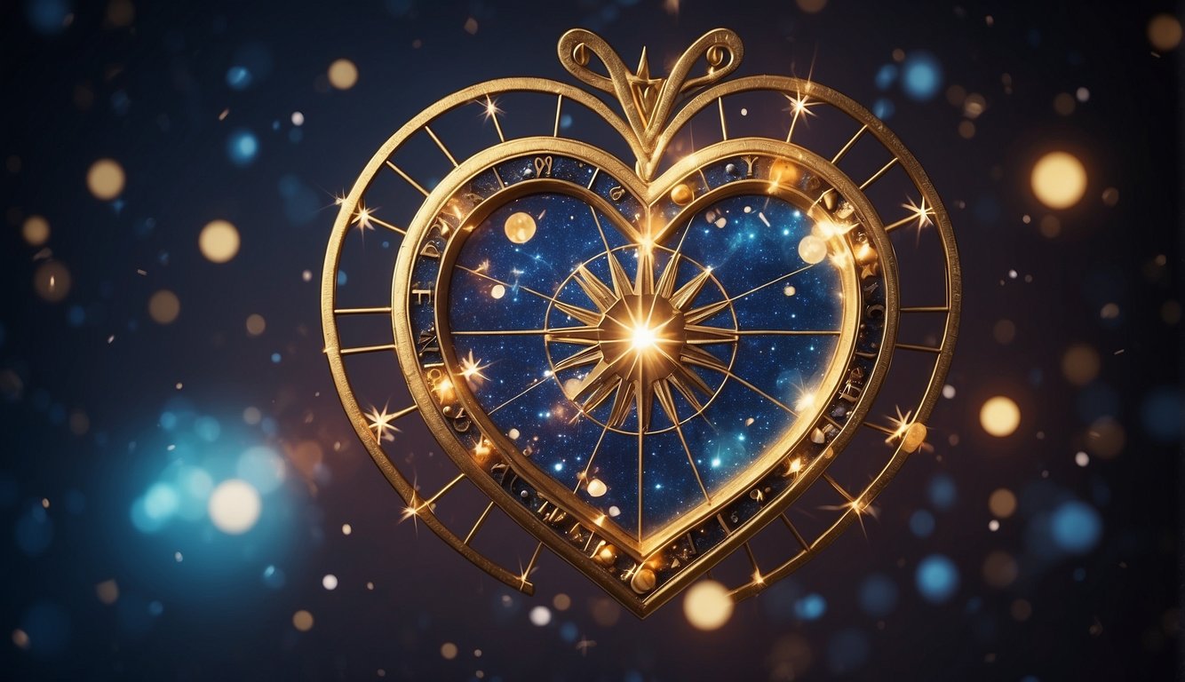 Astrological symbols surround a broken heart, representing the impact of astrology on relationships