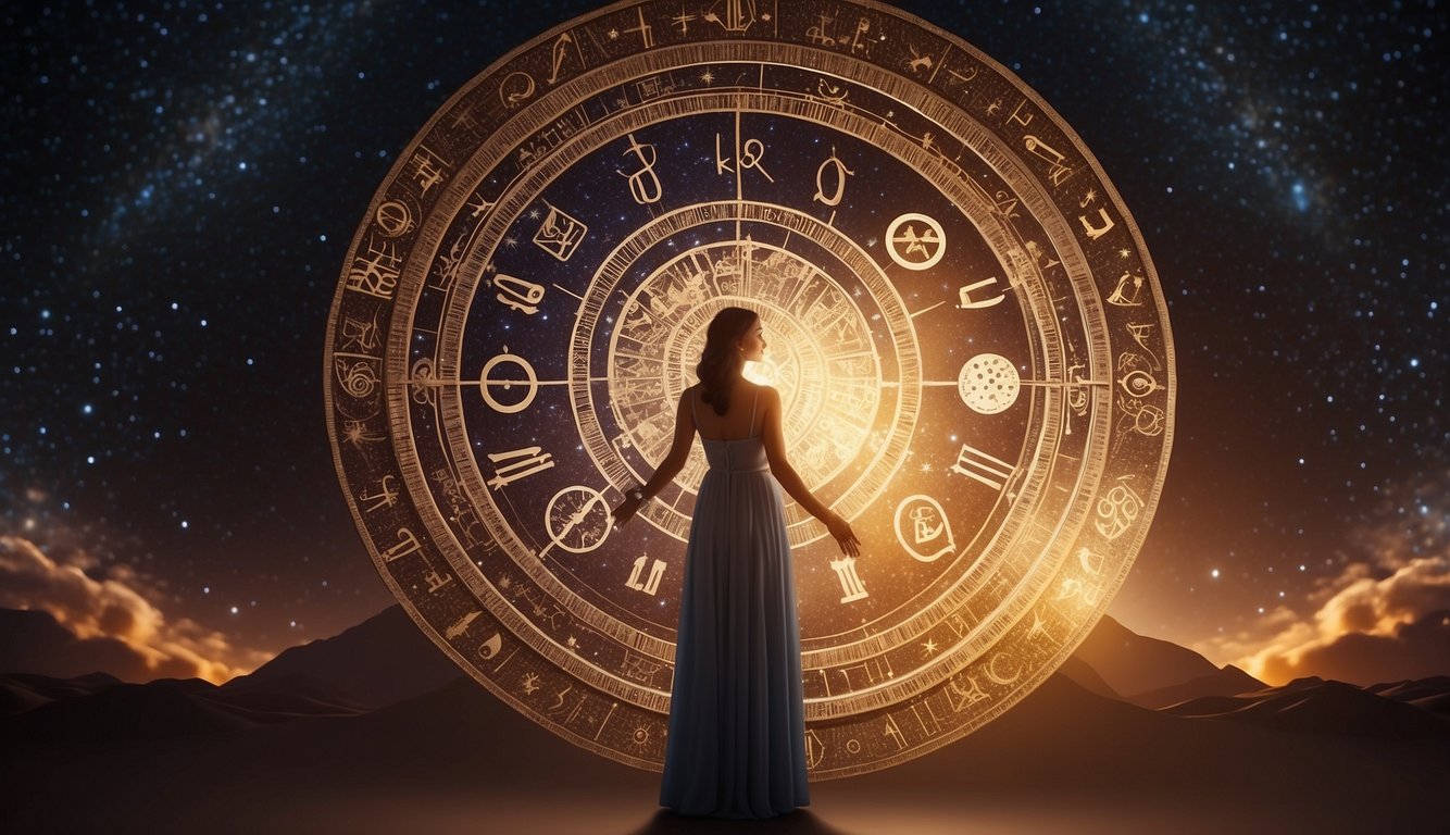 Astrological symbols align in a cosmic dance, marking the timing of breakups