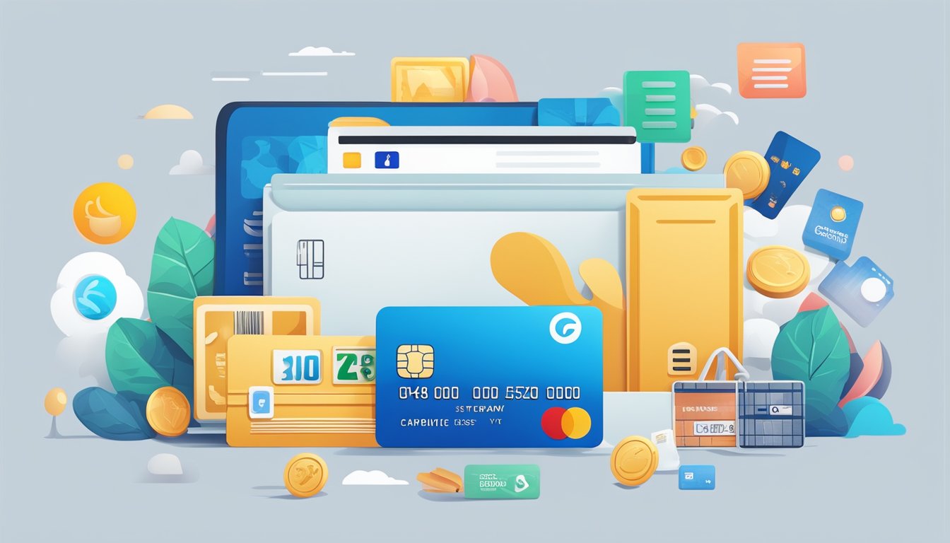 A colorful bank card surrounded by icons of cashback rewards, online shopping, and travel services, with the Citibank logo prominently displayed