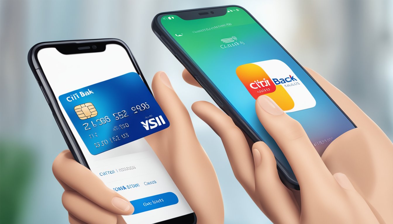 A hand holding a Citi Cash Back+ Card, with a smartphone displaying the Citibank app in the background, against a modern, clean backdrop