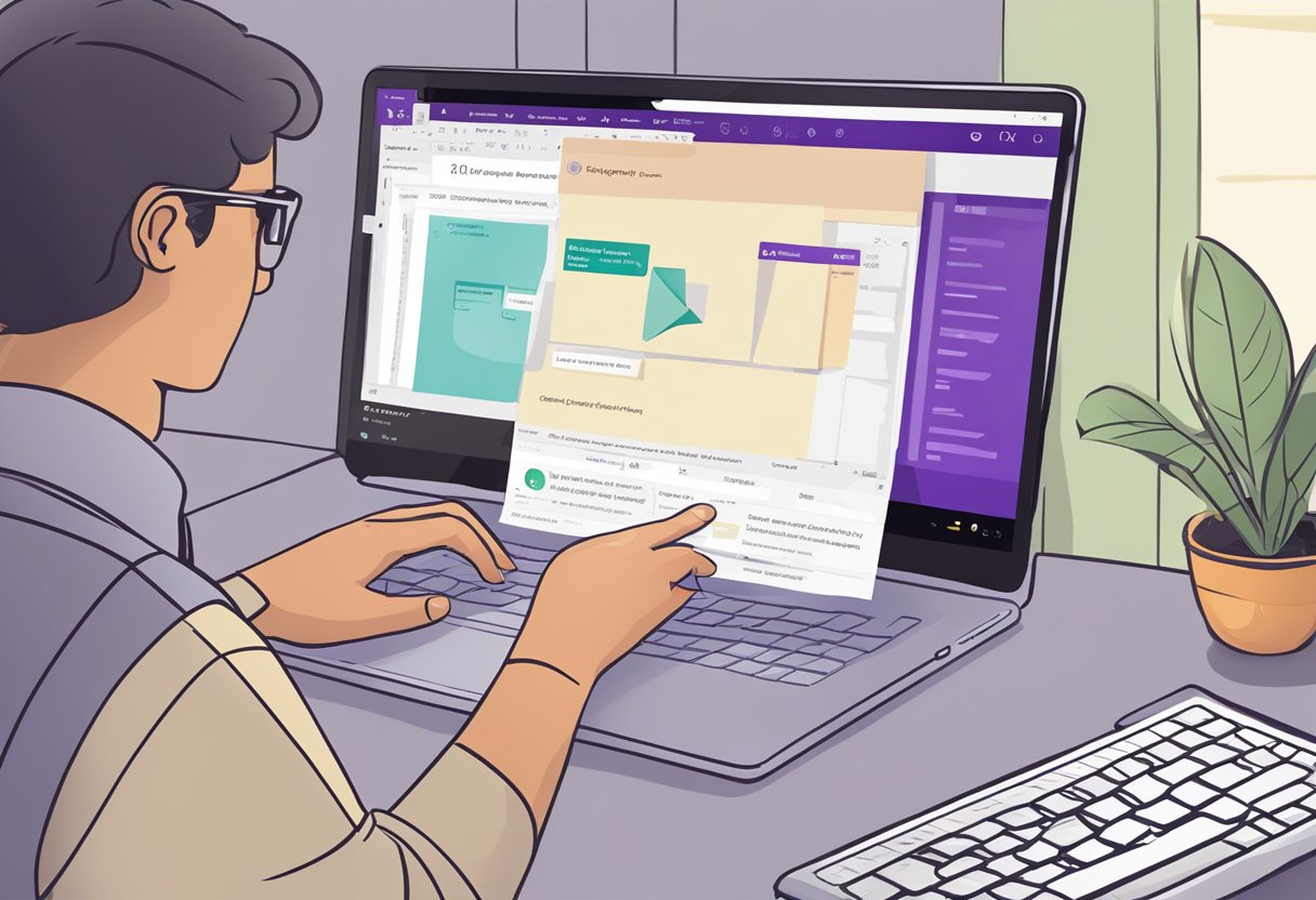 A computer screen displaying an error message "We couldn't open that location" in the Onenote app, with a frustrated user in the background