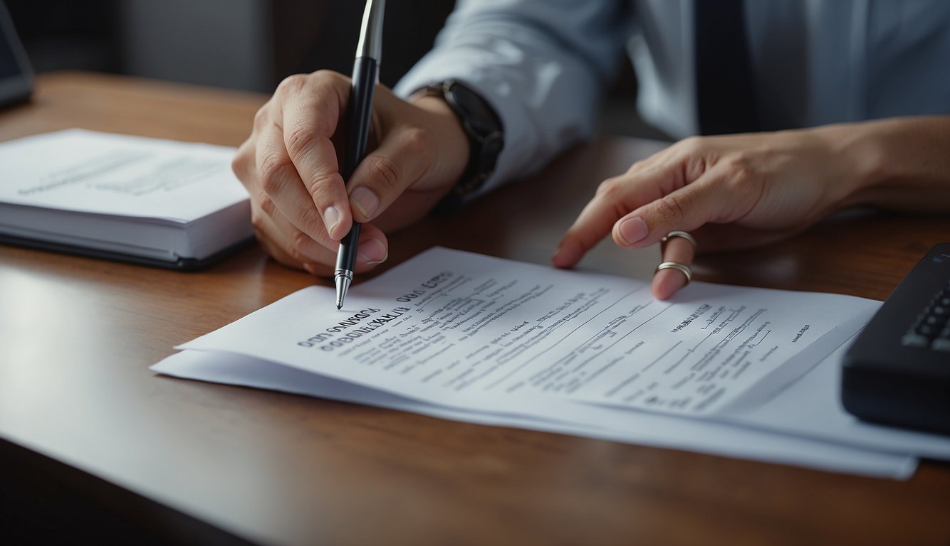 A person signing a debt consolidation loan agreement with a money lender