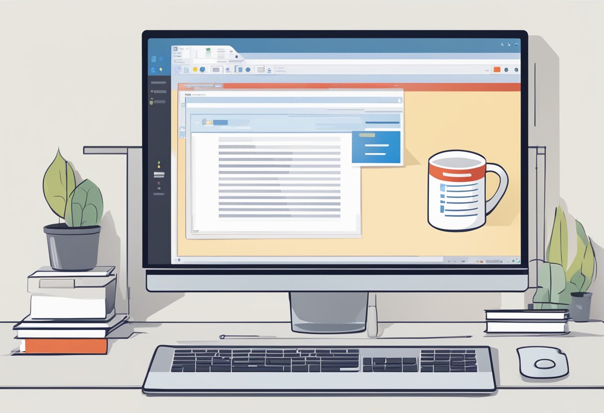 Outlook error message displayed on computer screen with a red exclamation mark