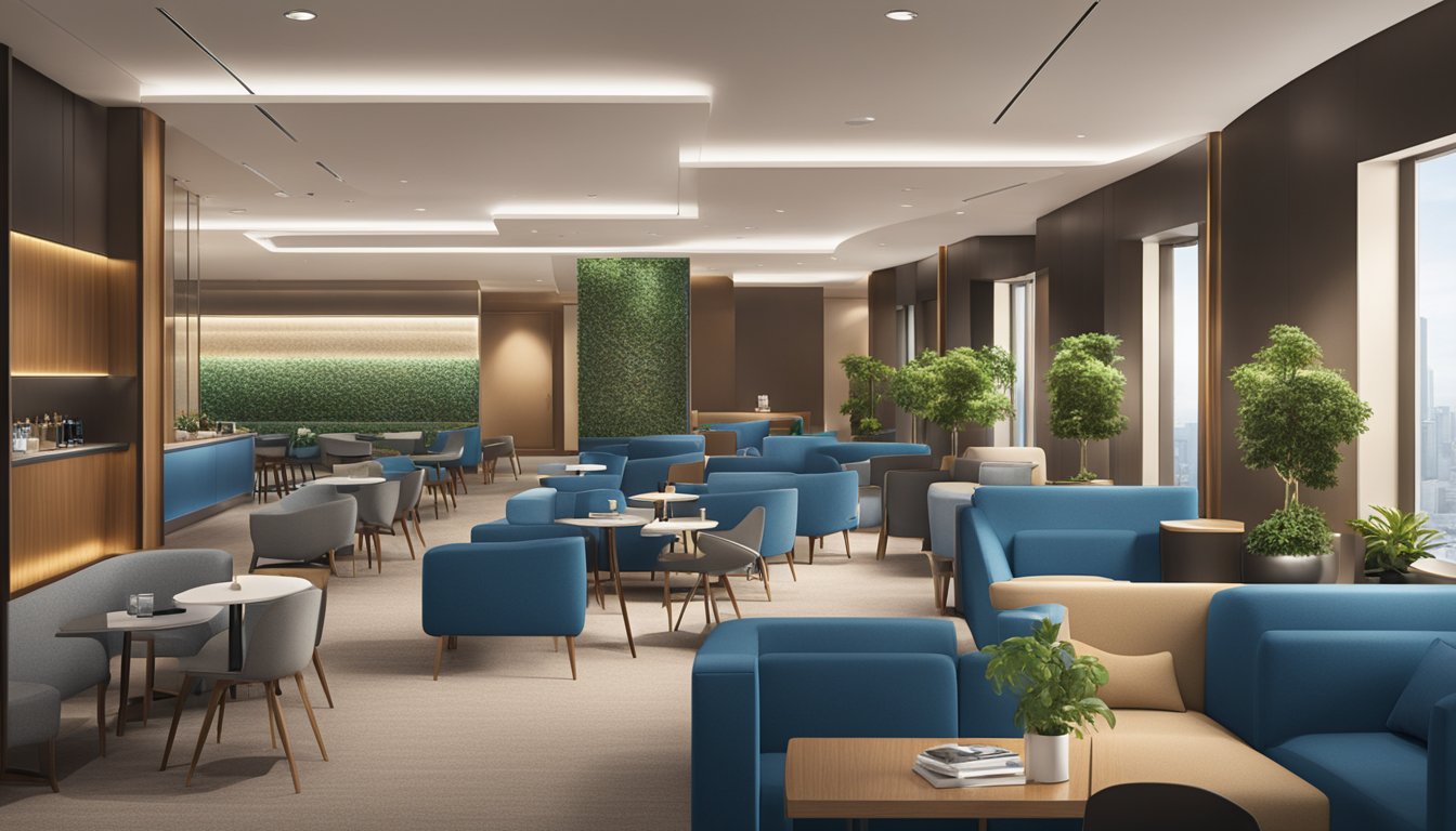 The Citibank PremierMiles lounge in Singapore, with modern decor and comfortable seating, offers exclusive access to cardholders
