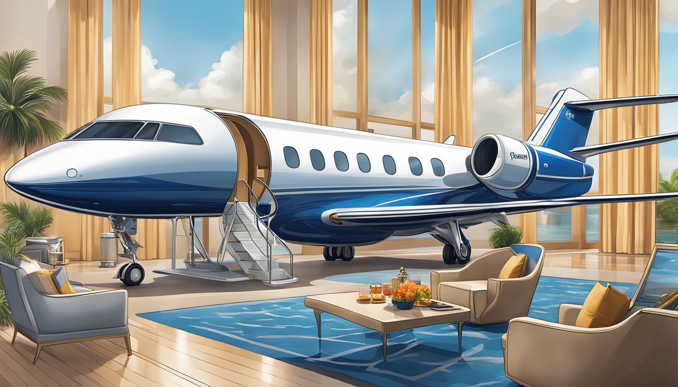 The Citibank Prestige card is surrounded by luxury items like a private jet, yacht, and five-star hotel, symbolizing its exclusive benefits