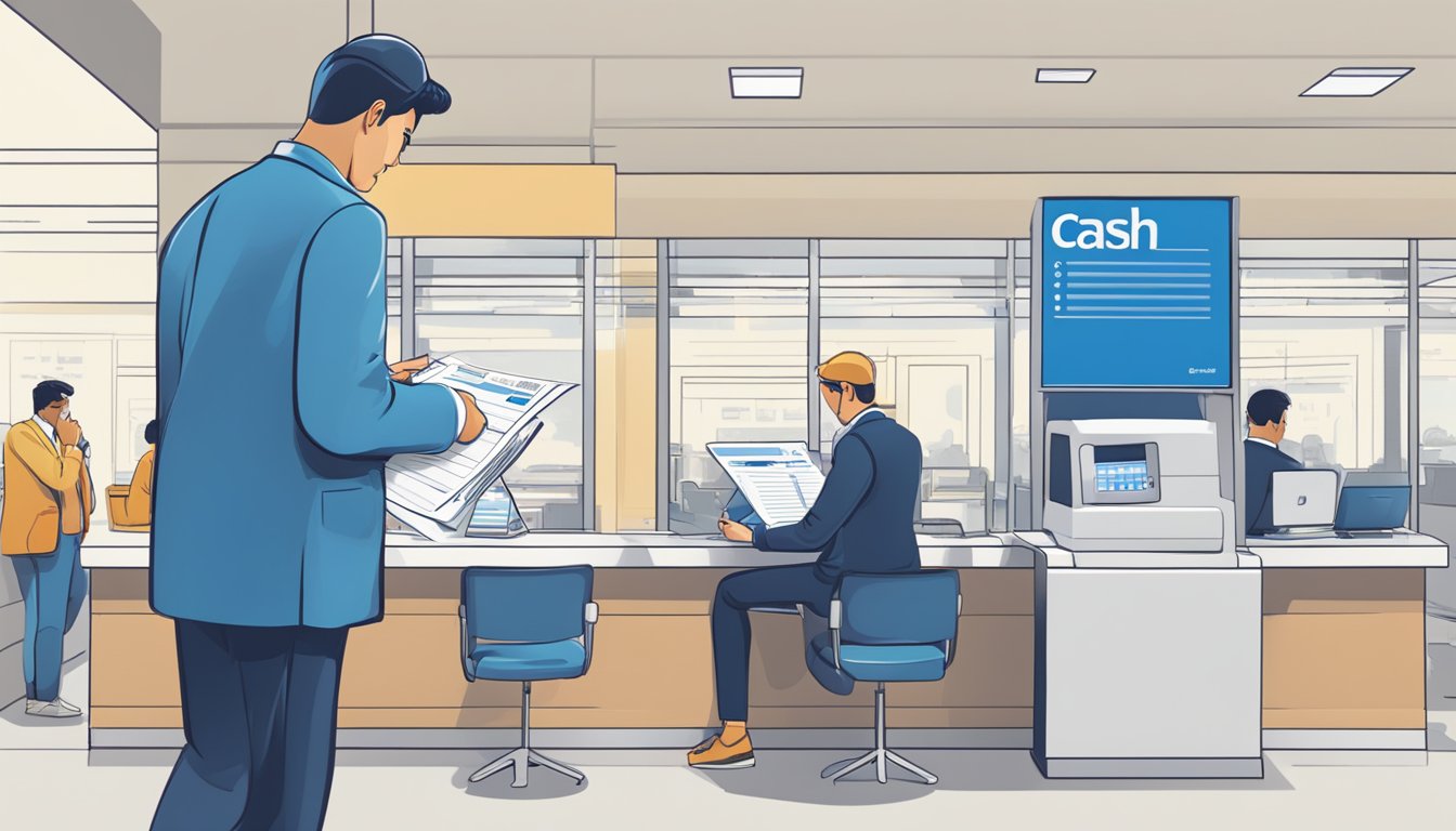 A person filling out a quick cash application form at a Citibank branch