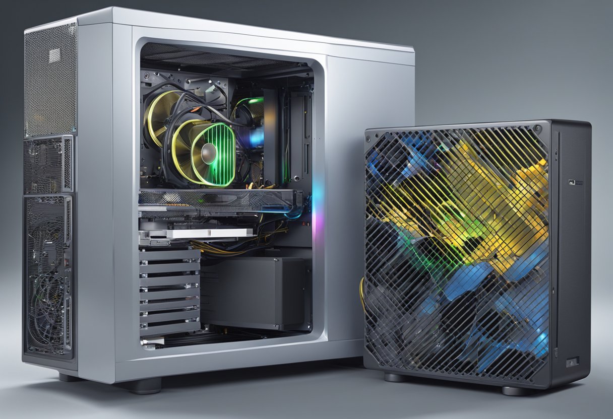 A computer with loud fans at rest, emitting a constant whirring noise