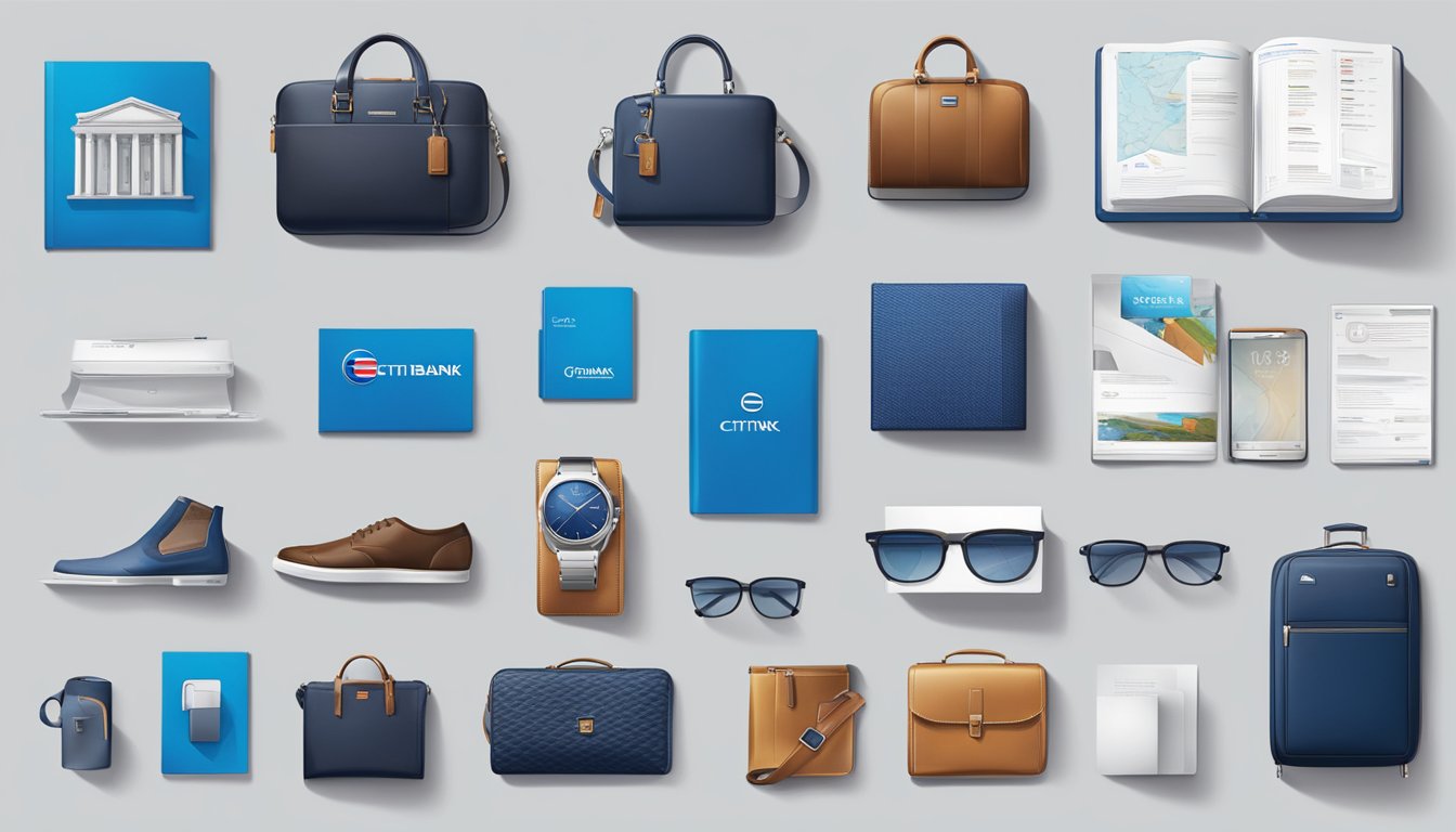 A sleek, modern catalogue featuring a variety of luxurious items, from tech gadgets to travel experiences, all adorned with the Citibank logo