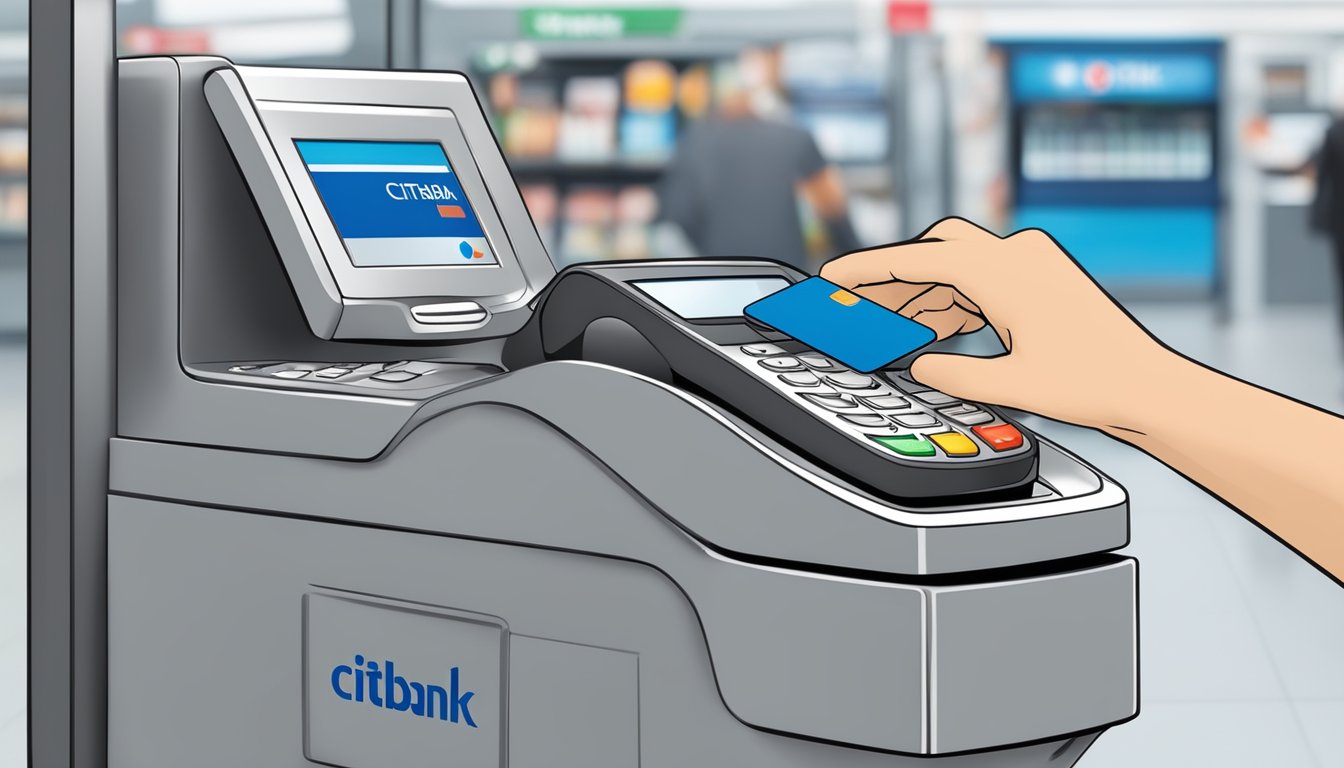 A Citibank SMRT credit card is being swiped at a payment terminal in Singapore