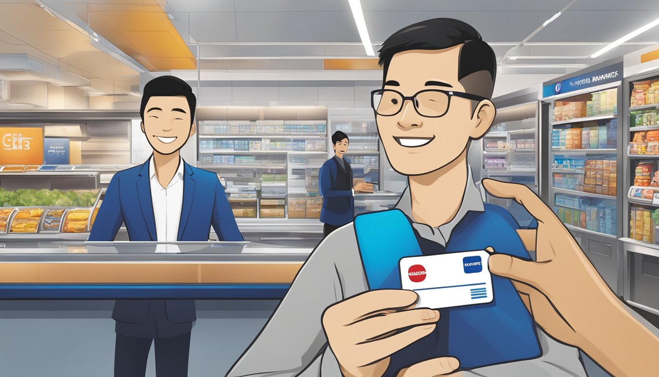 A Citibank SMRT Rewards card being used to redeem rewards at a Singaporean merchant