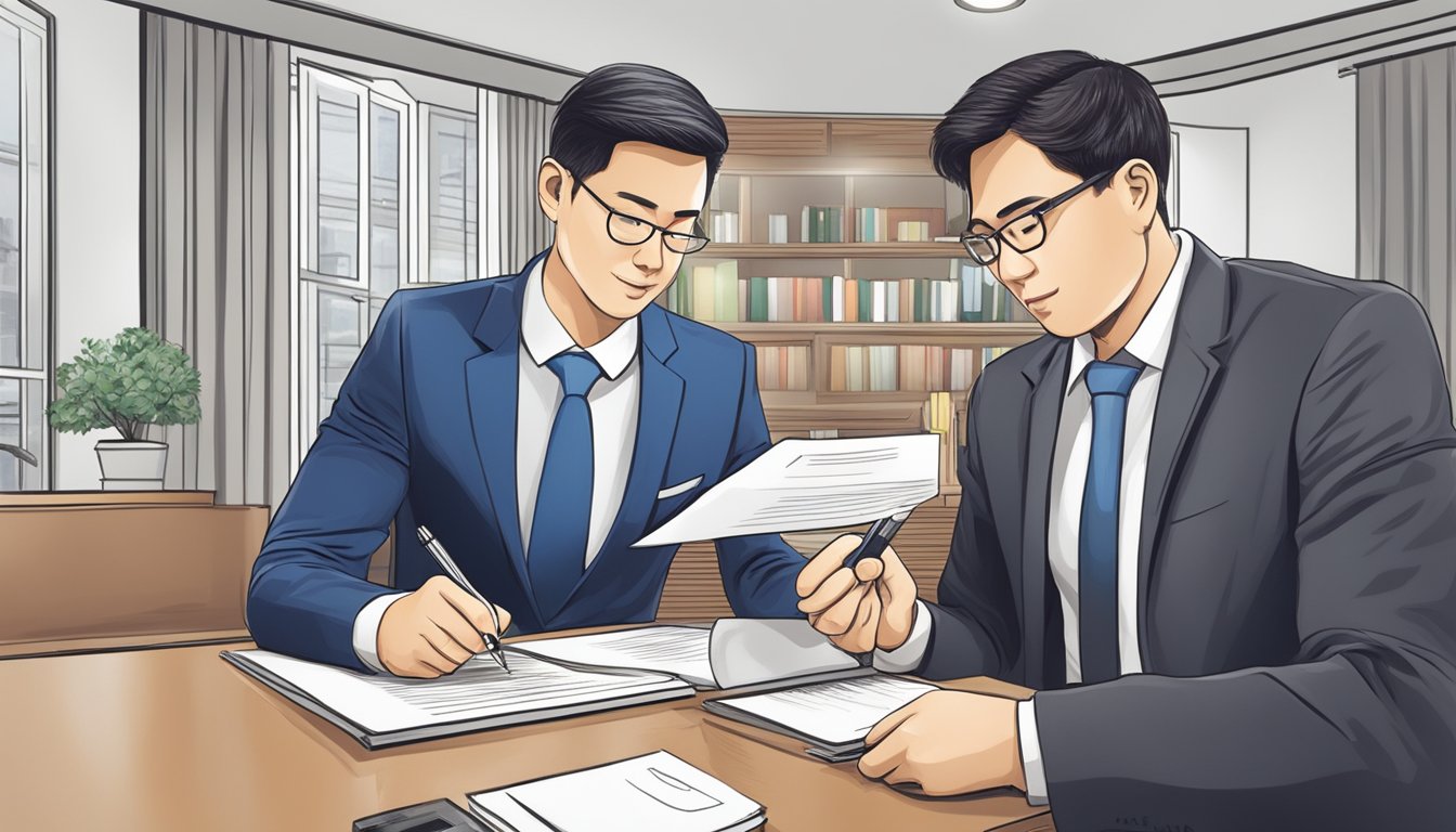 A person signing a loan agreement with a money lender in Singapore