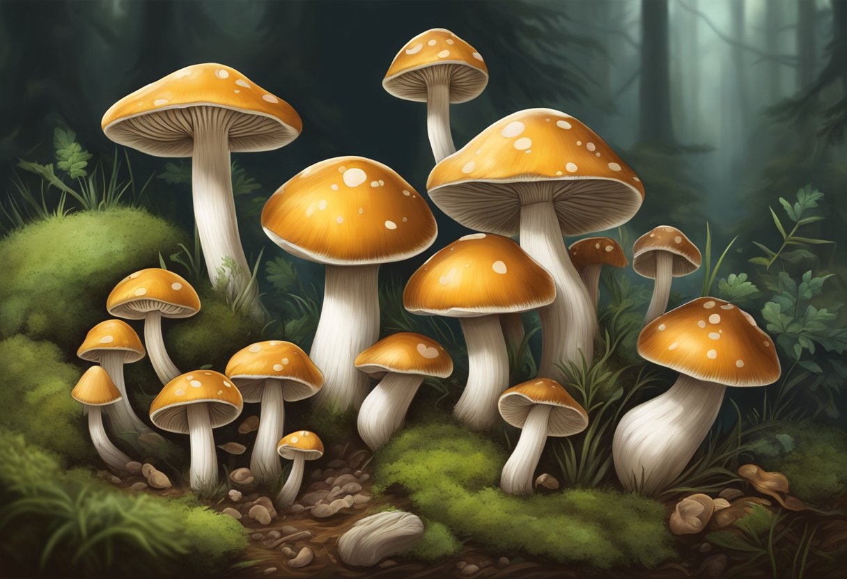 Mushrooms absorb nutrients from soil and decaying matter, aided by moisture and temperature