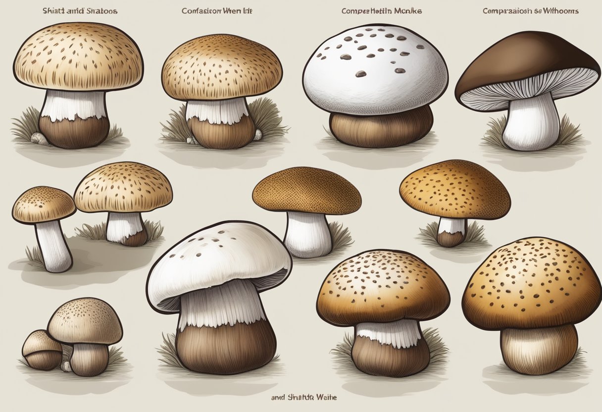 A comparison of shiitake and white mushrooms, with a focus on potential health risks and considerations