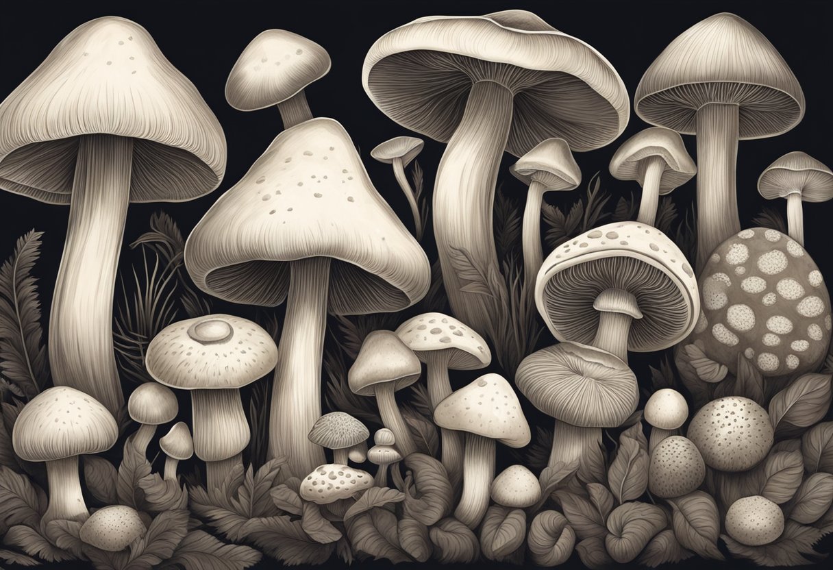 Mushrooms stored in a cool, dark, and well-ventilated area on a clean, dry cloth. Avoid direct sunlight and moisture