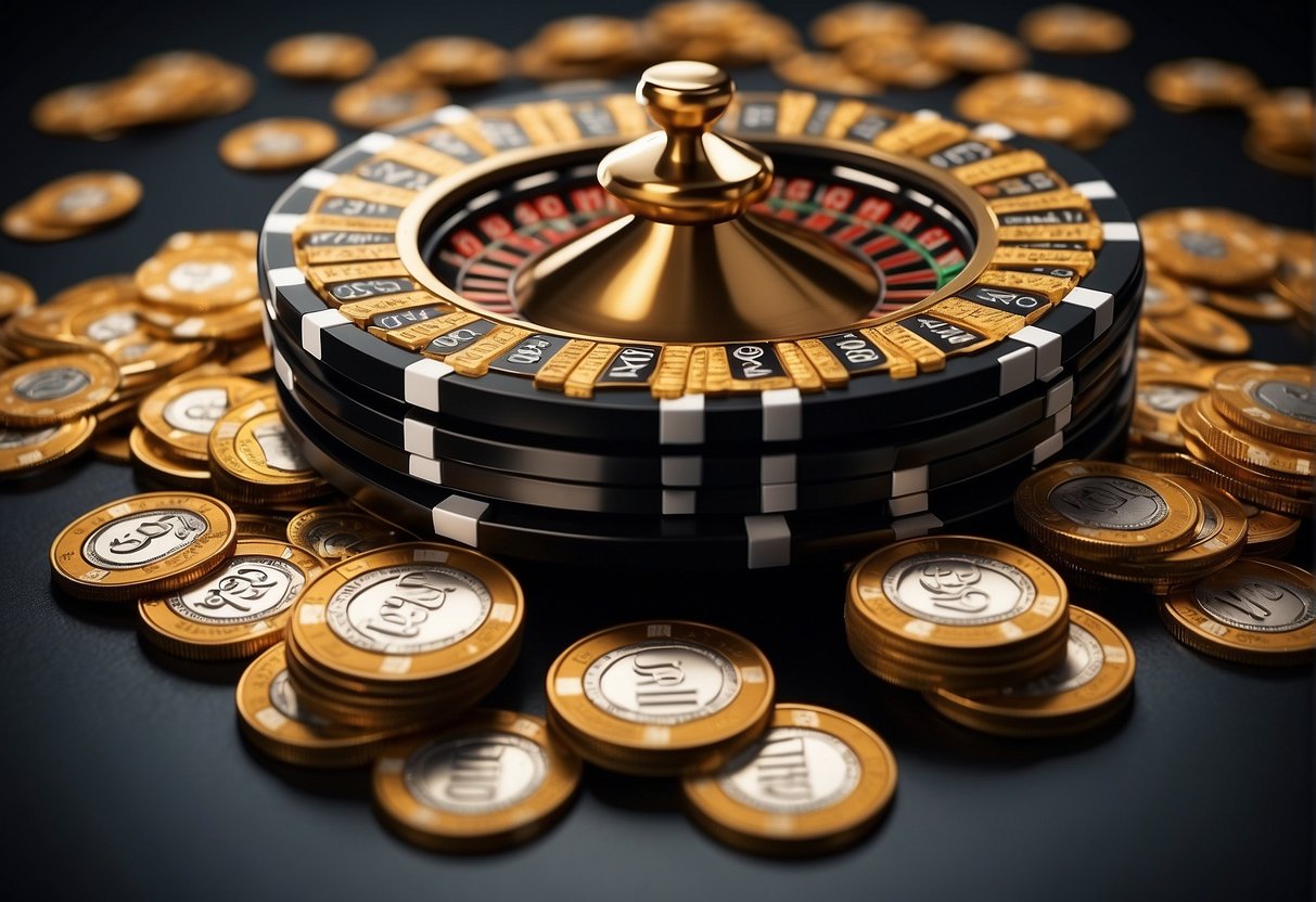 Una pila de fichas de casino con "códigos de bono sin KYC y sin depósito" se muestra de manera destacada