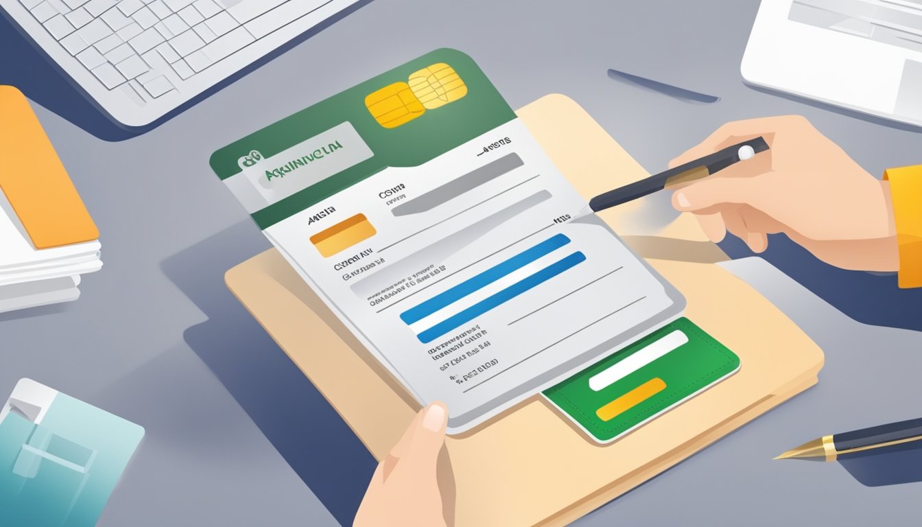 A person's credit card application is approved by a bank in Singapore. The applicant receives a letter of approval with the bank's logo and terms and conditions