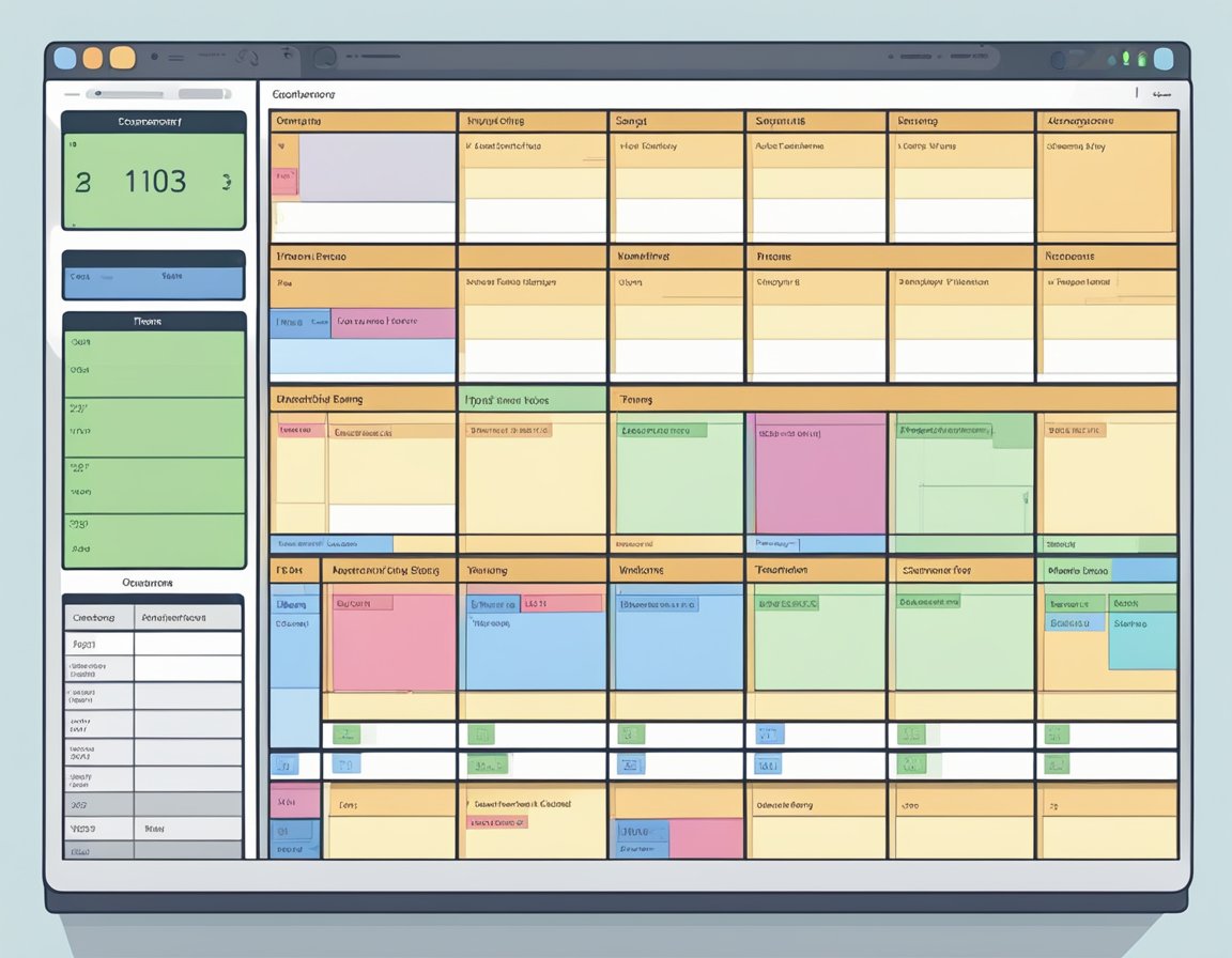 A computer screen displaying a staff scheduling software interface with a calendar, shift assignments, and time tracking features