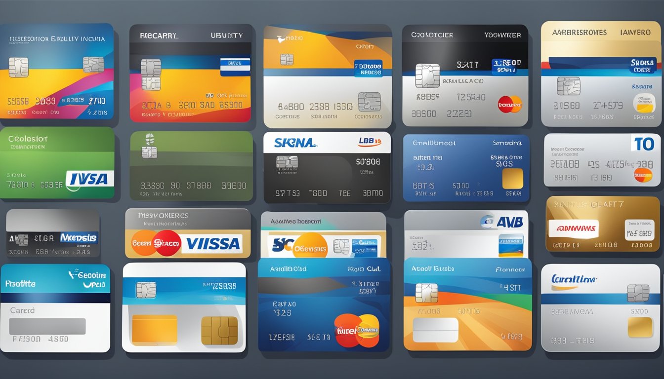 Various credit cards displayed with criteria for applying, including rewards, interest rates, and eligibility requirements