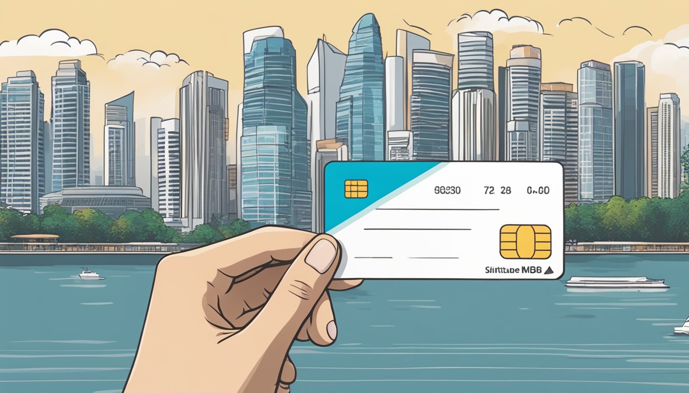 A hand holding a DBS Altitude card against a Singapore skyline backdrop