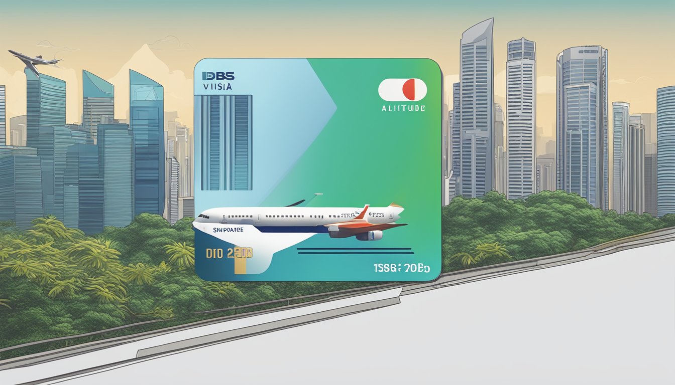 A sleek DBS Altitude Visa Supplementary Card against a modern Singapore backdrop