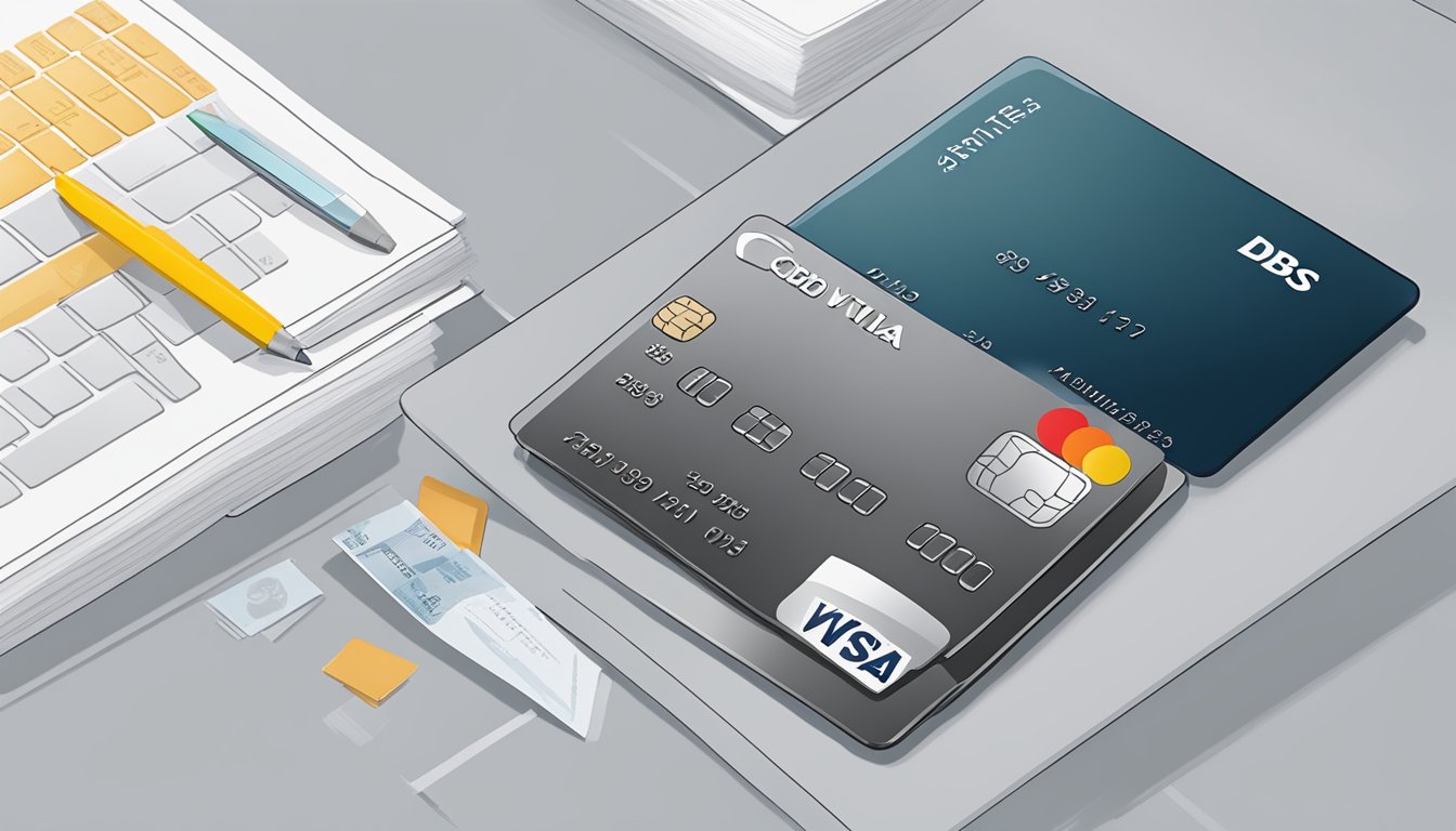 A credit card statement showing fees and charges, with the DBS Altitude Visa supplementary card in focus