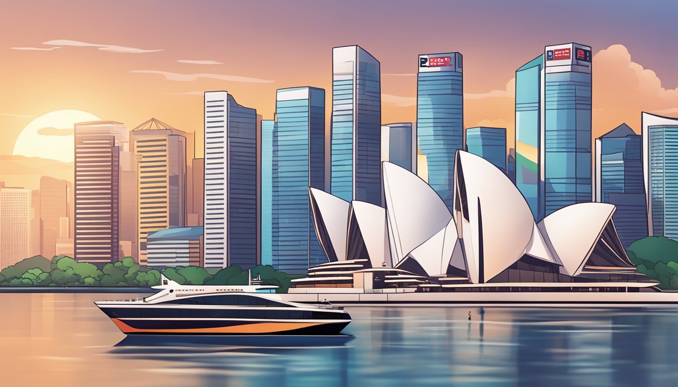 A stack of FAQ cards with the DBS Altitude Visa Supplementary Card logo, set against the Singapore skyline