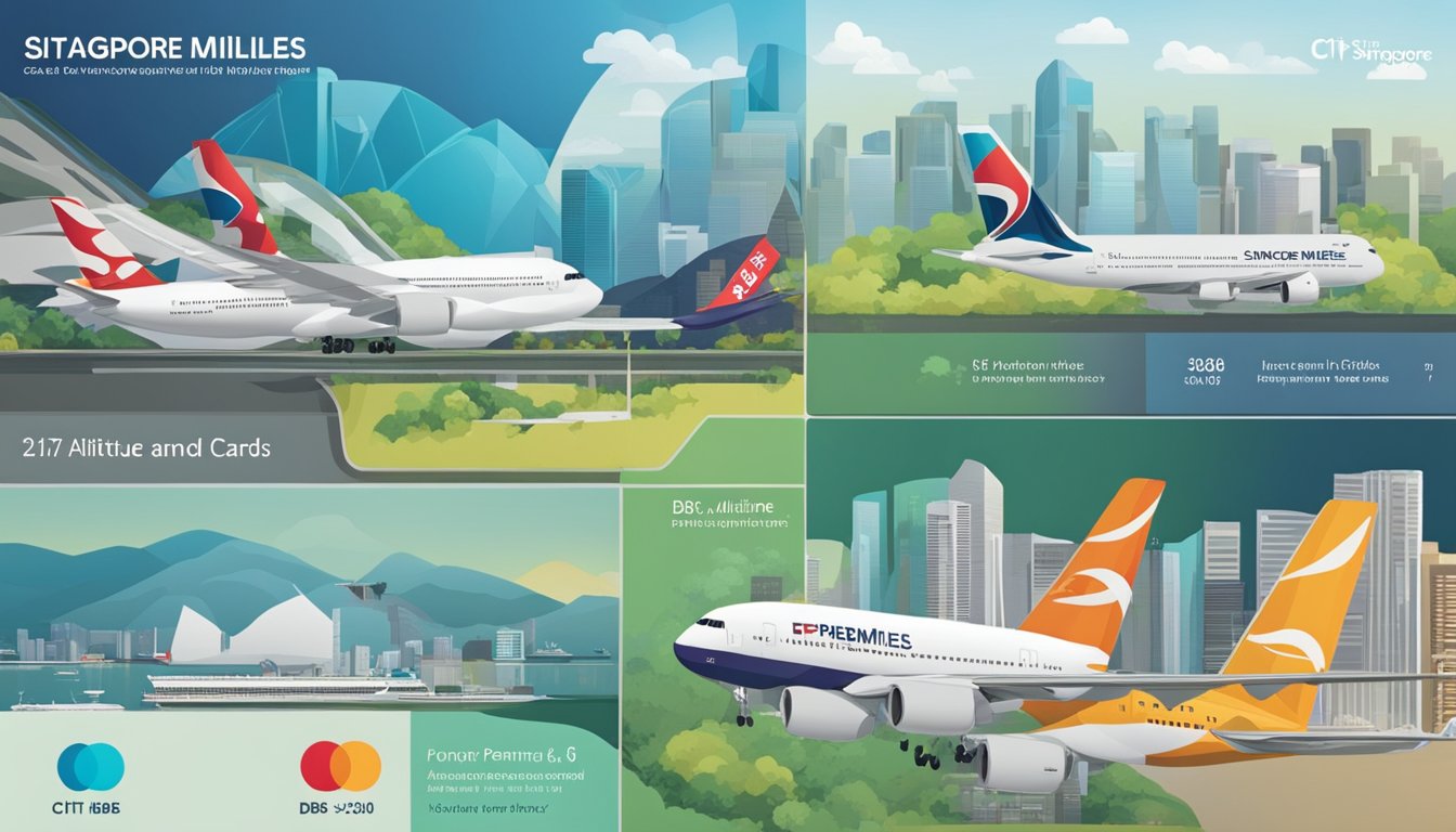 A credit card comparison: DBS Altitude and Citi PremierMiles in Singapore. Show the cards side by side with their respective fees and eligibility criteria
