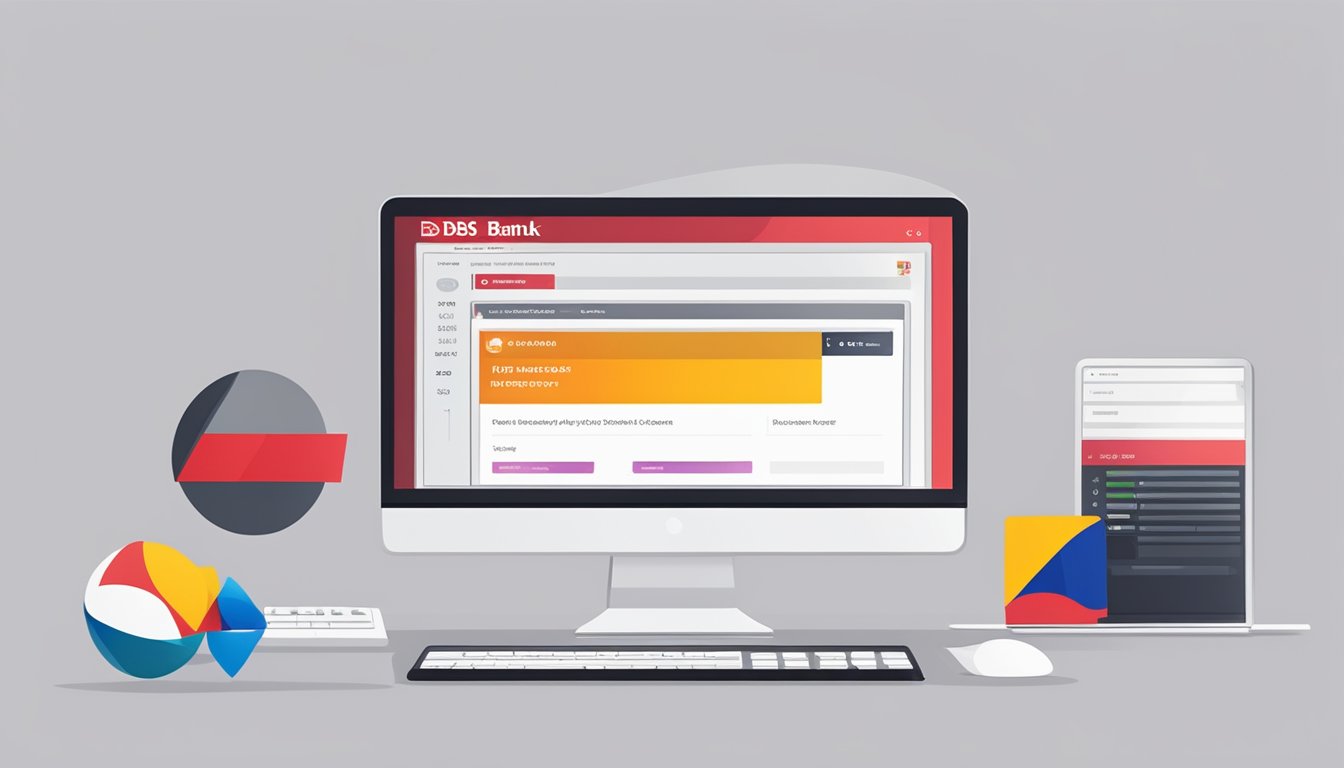 A computer screen with the DBS bank logo, showing an autosave account page with the Singapore flag in the background