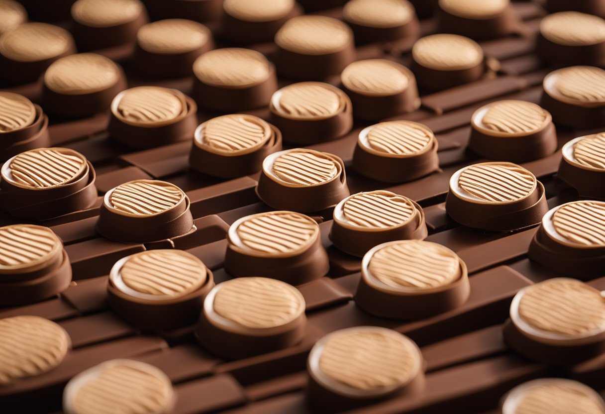 A stack of chocolate wafers with creamy filling