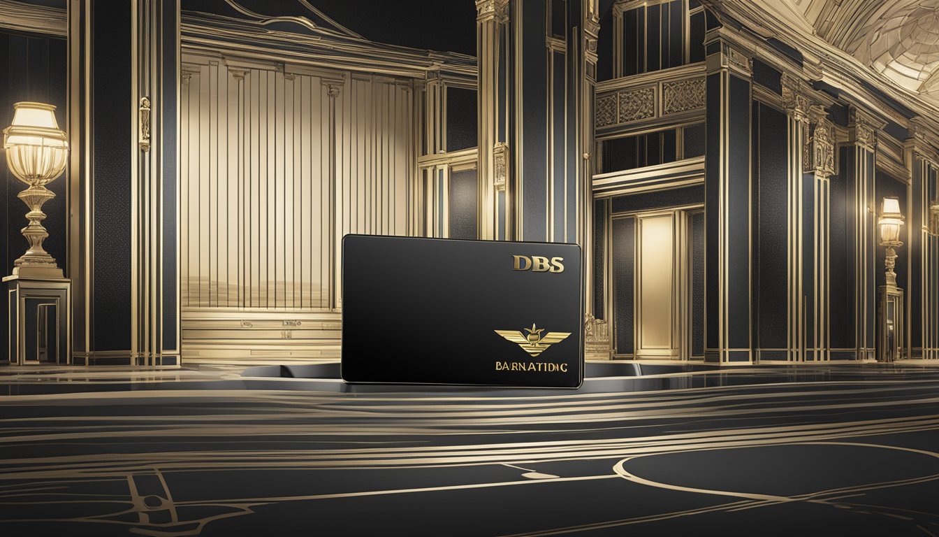 A luxurious black card is being unveiled with the DBS logo prominently displayed