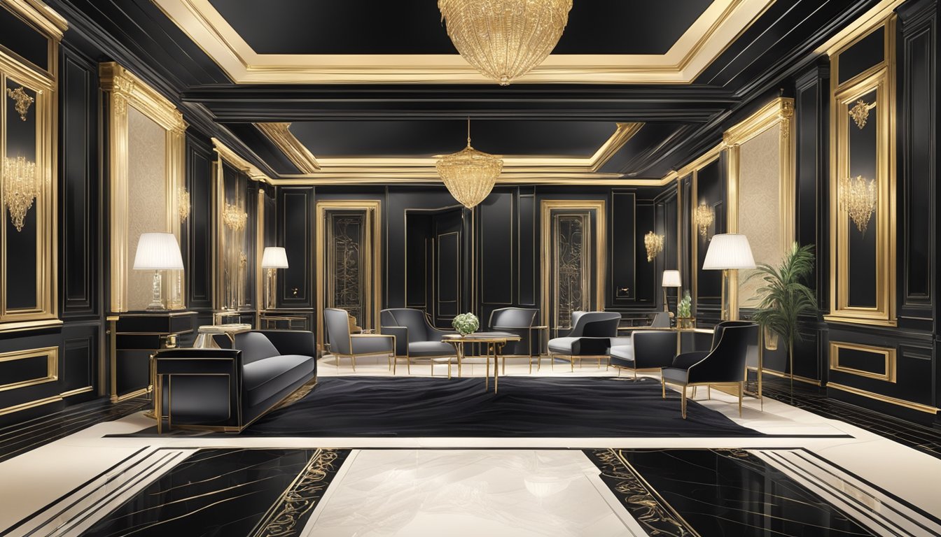 A luxurious black card against a backdrop of opulent surroundings, symbolizing exclusivity and lifestyle privileges