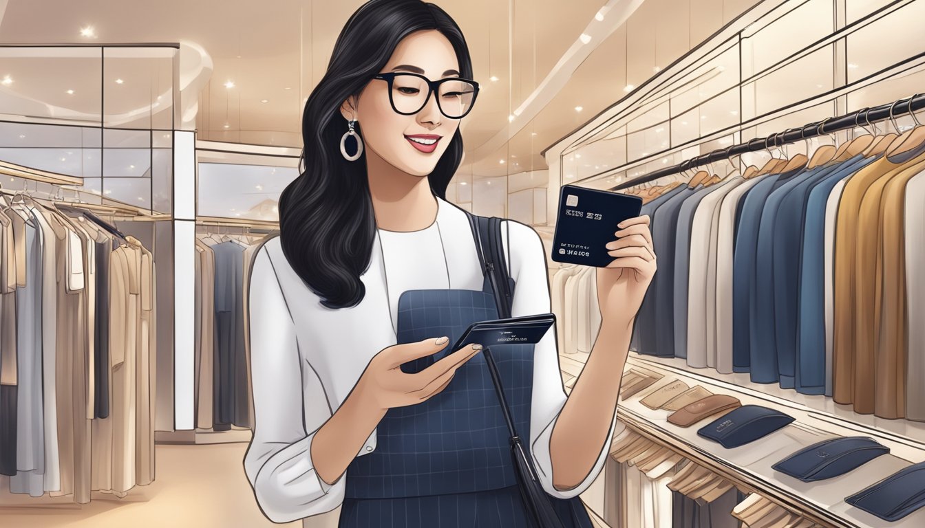 A shopper swipes a DBS Black Visa card, unlocking exclusive privileges at luxury boutiques and lifestyle establishments in Singapore