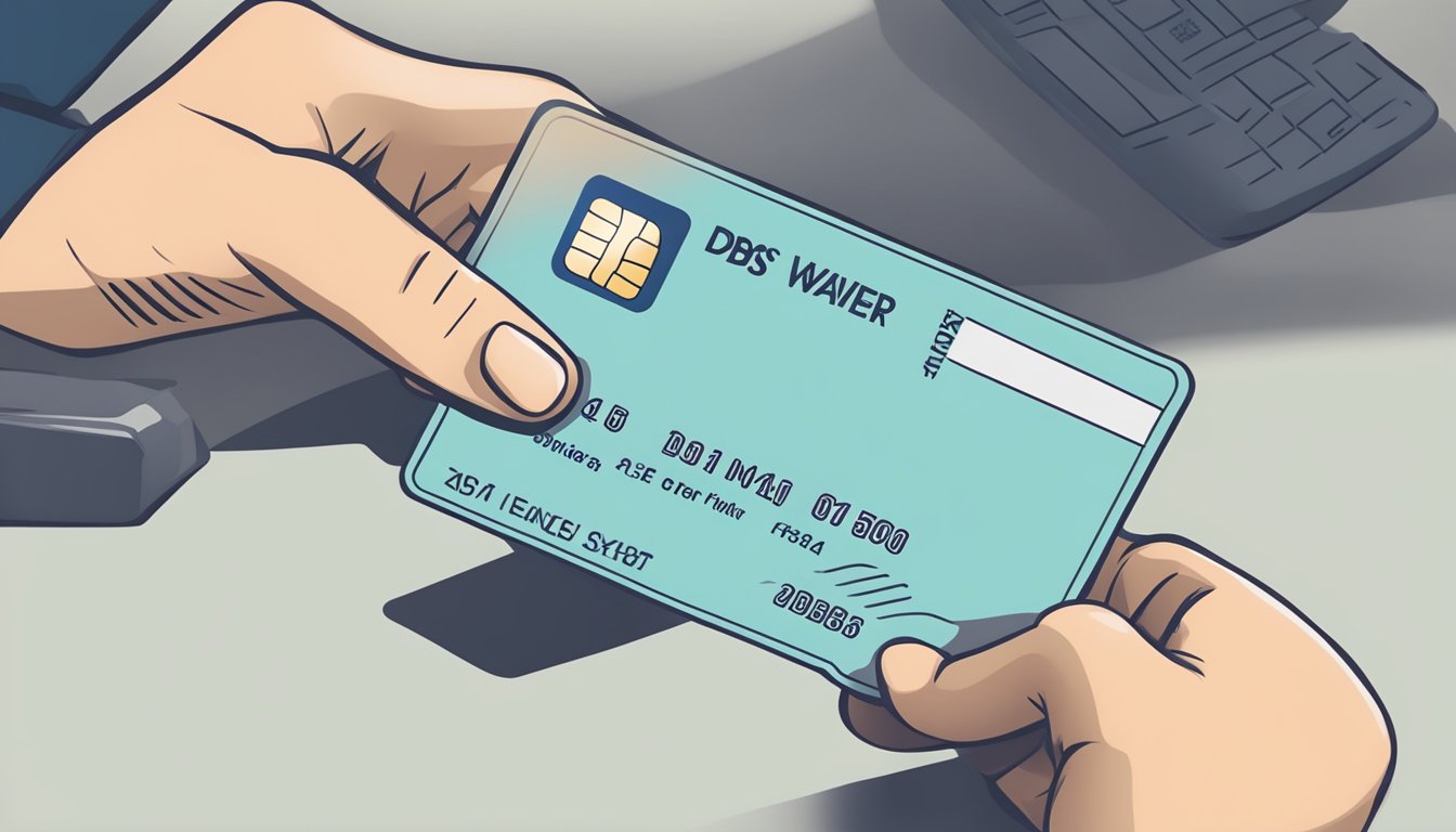 A person handing over a DBS card with a request for fee waiver
