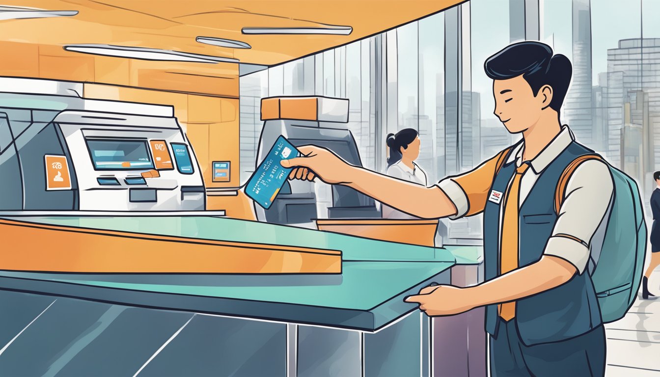A person swiping a DBS credit card to earn KrisFlyer miles in Singapore