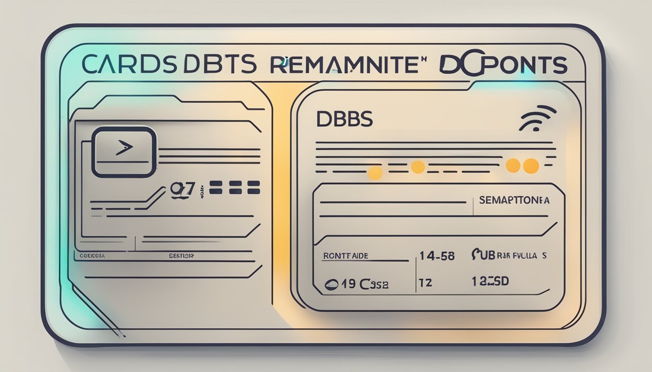 A hand holding a dbs credit card, with a glowing "DBS Points" icon, and a list of redemption options in the background