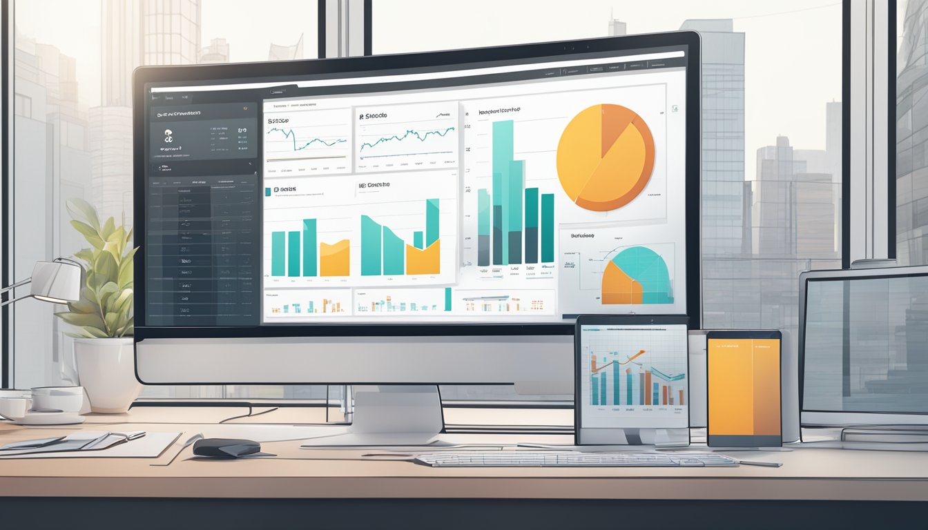 A sleek, modern interface displaying DBS DigiPortfolio alongside other robo advisors. Clear charts and graphs show performance and fees