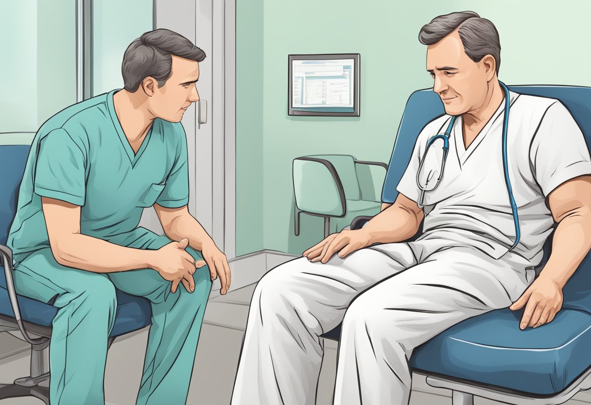 A man receiving support and advice for incontinence operation