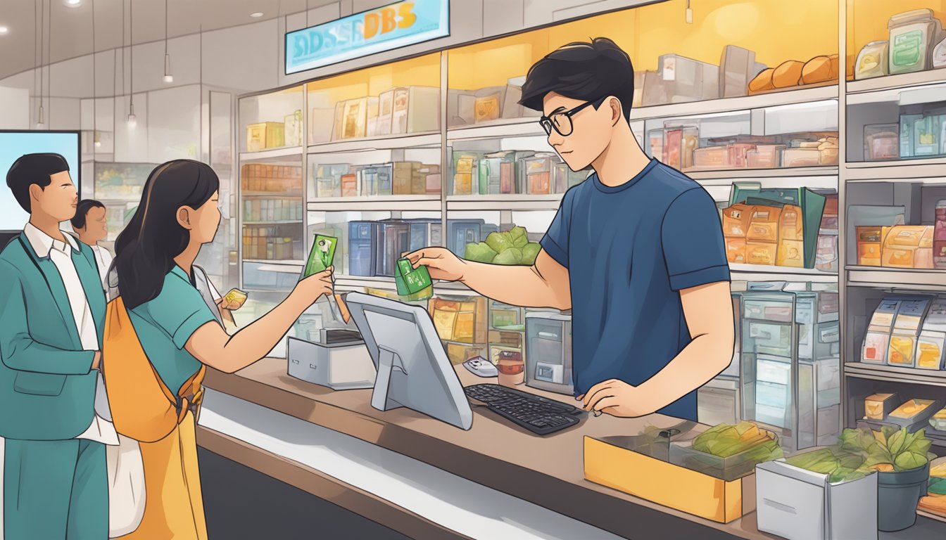 A student in Singapore swipes a DBS Fresh Card for convenient lifestyle purchases