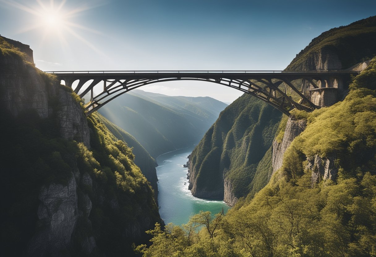 A sturdy bridge spans between two cliffs, symbolizing the intersection of emotional safety and accountability